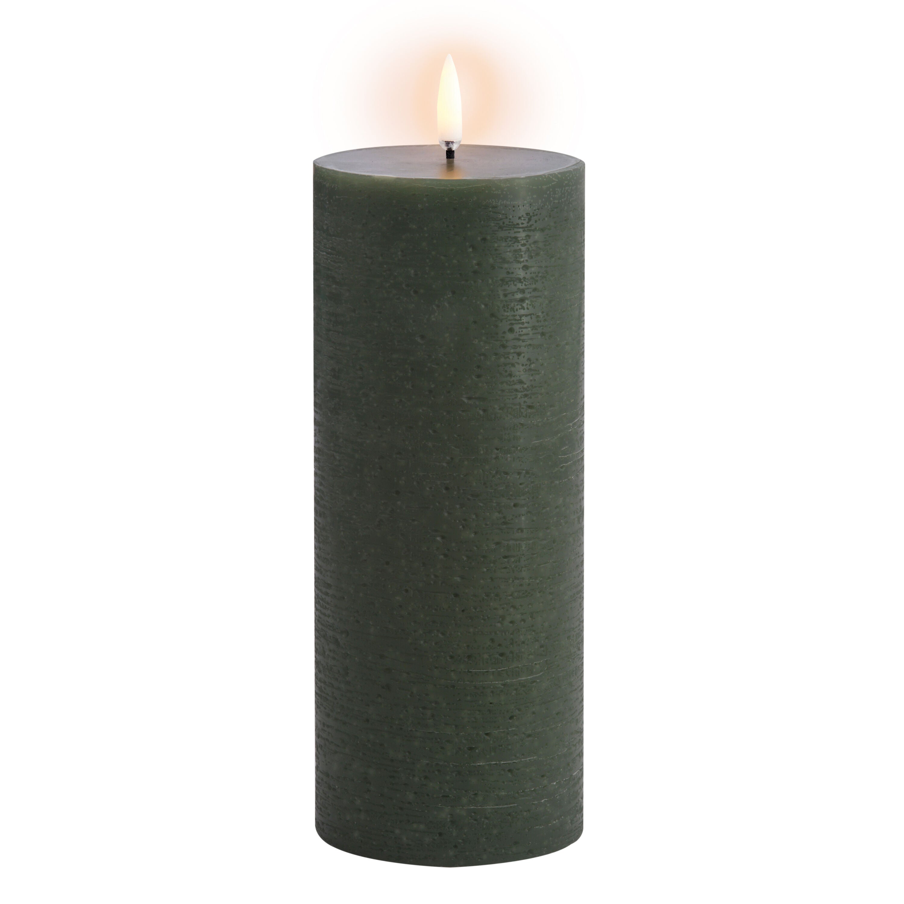 LED Rustic Pillar lys, Olive green - H20 cm.